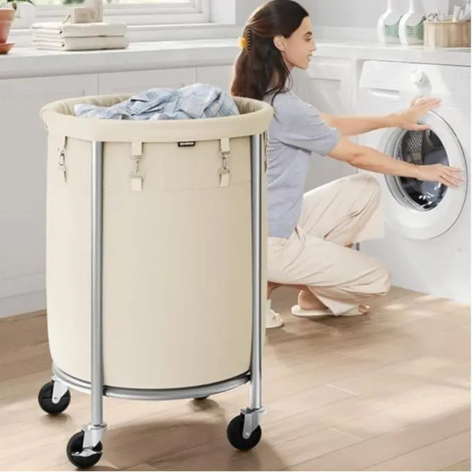 Wheeled laundry baskets, rolling laundry baskets, round laundry carts