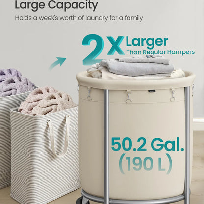 Wheeled laundry baskets, rolling laundry baskets, round laundry carts