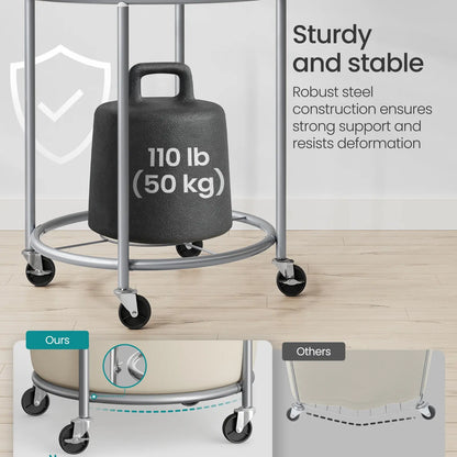Wheeled laundry baskets, rolling laundry baskets, round laundry carts