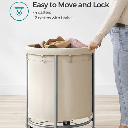 Wheeled laundry baskets, rolling laundry baskets, round laundry carts